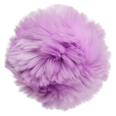 背景透過したピンク色のふわふわな毛玉　