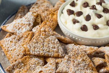 Homemade Cannoli Chips with Ricotta Dip