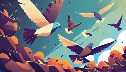 Obraz premium seamless pattern with birds Generate Ai 