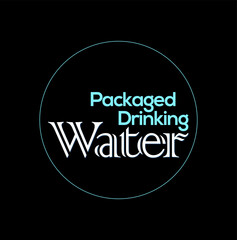 Packaged Drinking Water typography text vector icon.