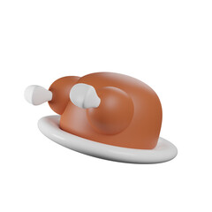3d illustration of grilled chicken icon with cartoon style. 3d rendering icon