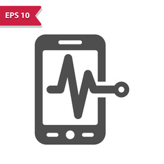 Mobile Health Icon. Healthcare, Health Care, Smartphone, Online, Pulse