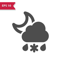 Sleet Icon. Cloud, Moon, Weather, Night, Rain, Raining, Snow, Snowing, Freezing Rain