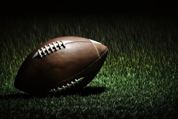 An American Football Ball Ready to be Launched on the Field, Generative AI.