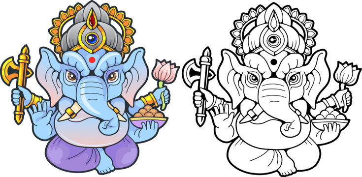 indian elephant god ganesha, illustration design