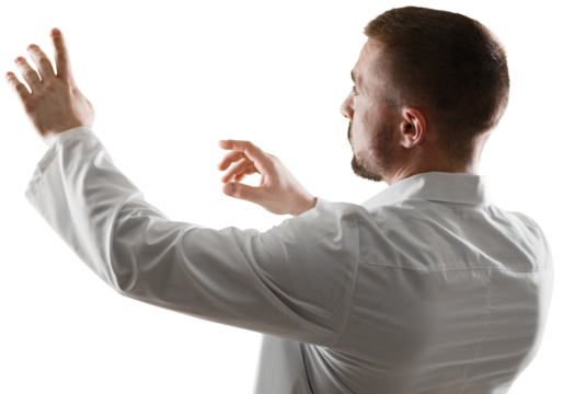 Optician hands protecting eye icon, prevention infographics