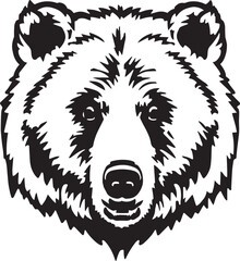 Fototapeta na wymiar Bear head icon, Grizzly Mascot Hand drawn Emblem, Illustration, SVG, Vector