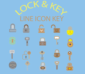 Big set of lock line icons. Vector illustration isolated on a white background. Stroke vector icons for concept or web graphics. Simple thin line signs.