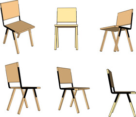 Simple wooden chair illustration vector sketch