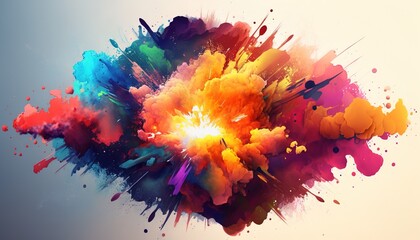 Fototapeta na wymiar abstract watercolor explosion, vibrant colour background wallpaper created with generative ai technology