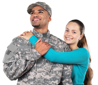 Woman Hugging Soldier - Powered by Adobe