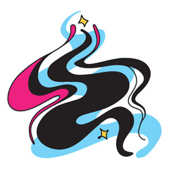 Colorful abstract doodle in old-school cartoon style, isolated psychedelic vector illustration