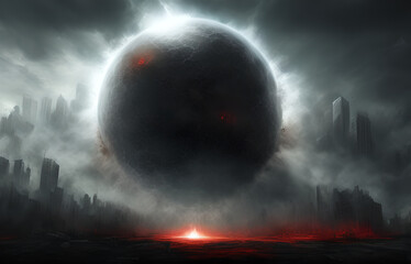 World collapse, doomsday scene, digital painting.