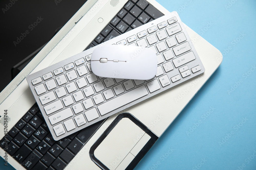 Wall mural computer keyboard and mouse. internet. technology. business