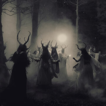 halloween with witches - AI Generative