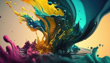 Vibrant and lively abstract background with a fluid, water-like texture. Generative AI