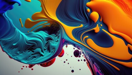 A vibrant abstract image of colorful liquid in motion. Generative AI