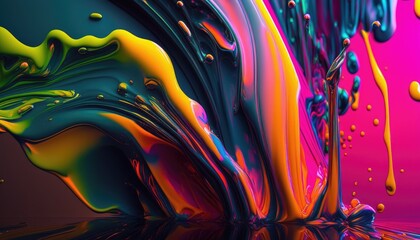 Bright and lively abstract design with fluid colors blending together. Generative AI