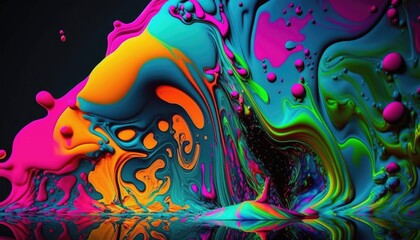 Fototapeta na wymiar An energetic and fluid design with an explosion of colorful liquid hues. Generative AI