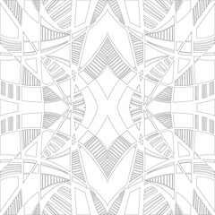 Tribal Complex Linear Outlined Zentangle Design, Black and White, vector Seamless Repeating Pattern Tile