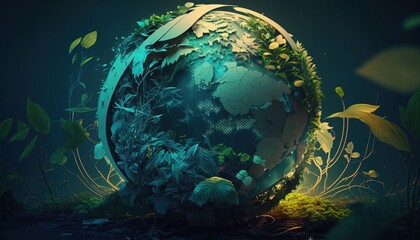 Fototapeta na wymiar earth, globe, planet, nature, growth, background, wallpaper created with generative ai technology