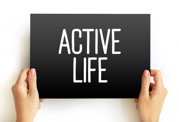 Active Life text on card, concept background