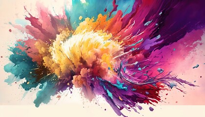 abstract watercolor explosion, vibrant colour background wallpaper created with generative ai technology - obrazy, fototapety, plakaty