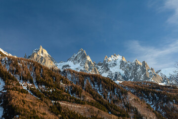 Les aiguilles de Chamonix, Massif du Mont-Blanc, Haute-Savoie, France.