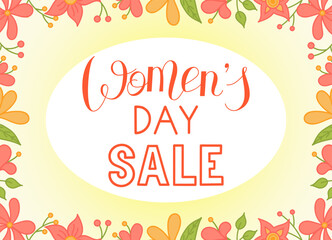 Women s day- design hand lettering. Inscription on pink background.