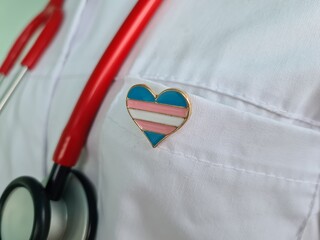 Transgender LGBT symbol stethoscope with rainbow icon for rights and gender equality