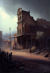 Forgotten city in the desert. AI generated