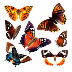 Fototapeta na wymiar set of butterflies isolated