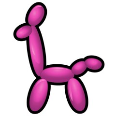 Illustration of a pink giraffe figure made of modeling balloons on a white background