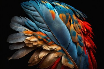 Fototapeta premium beautiful colorful bird feather, generative ai