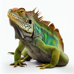 iguana on a white background - obrazy, fototapety, plakaty