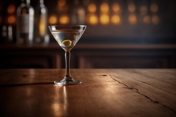 a glass of martini in a table, generative ai