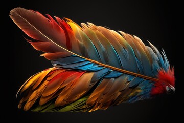 beautiful colorful bird feather, generative ai