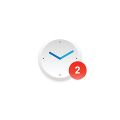 Alarm clock app with notification button design. User interface. Vector illustration.