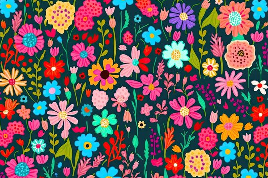 Background of beautiful bright spring flowers. Generative ai