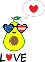 funny  vegan avocado vector illustration