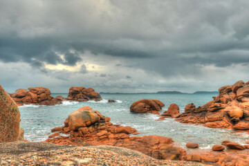 Paysage de la côte de granit rose à Ploumanac'h en Bretagne - France