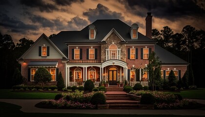 Real estate image background, a beautiful house front view, generative ai