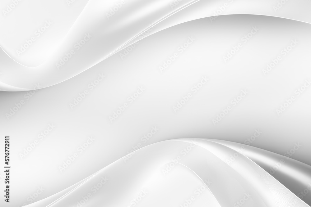 Poster minimal abstract white background with smooth curve, flowing satin waves for backdrop design for product or text over backdrop design