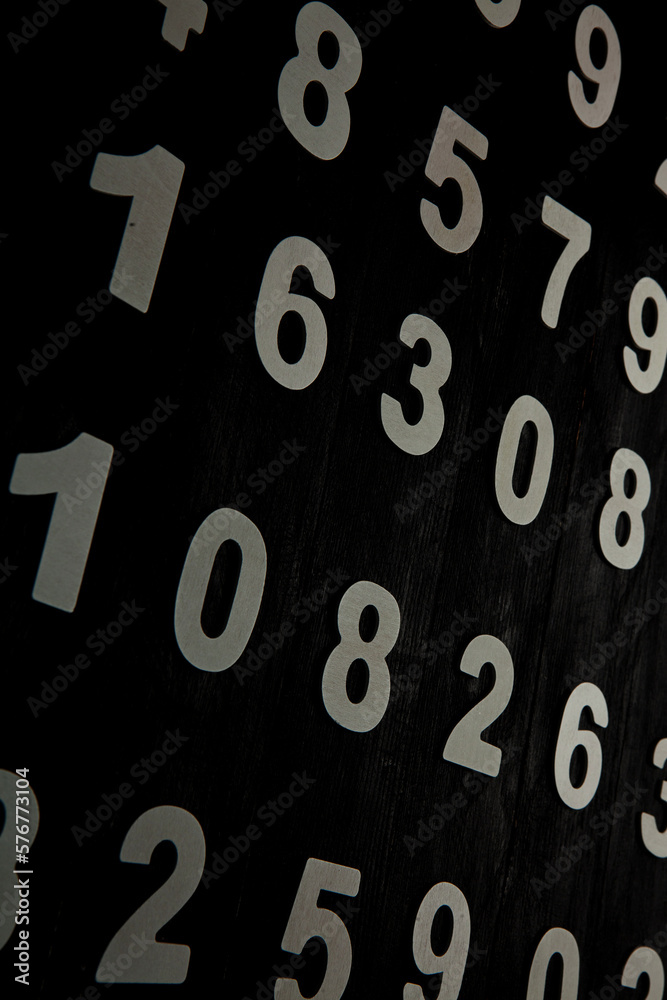 Poster background of numbers. from zero to nine. finance data concept. mathematic. seamless pattern with nu