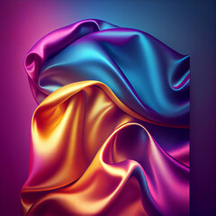 Colorful silk texture elegant background. Generative AI.