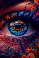 The Colors of the Eye's Reflection in Vibrant Detail. Generative ai