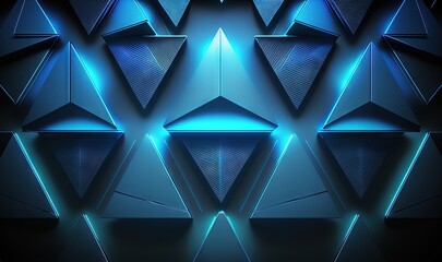  a blue abstract background with a lot of triangles and lines on it's sides and a star in the middle of the middle of the image.  generative ai