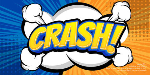 Editable text effect crash with cartoon style concept