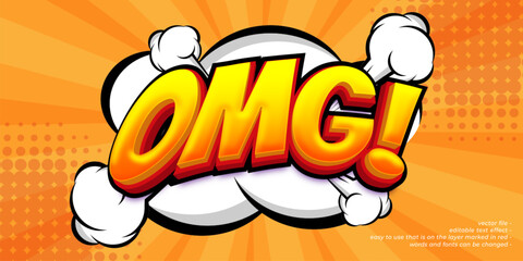 Editable text effect OMG with cartoon style concept