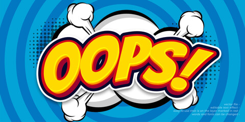 Editable text effect oops with cartoon style concept